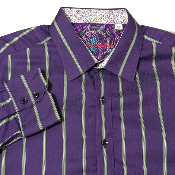 Robert Graham Other - ROBERT‎ GRAHAM DRESS SHIRT MENs XL CLASSIC FIT PURPLE STRIPE FLIP CUFF
